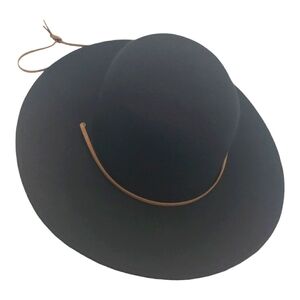 Forever 21 Black 100% Wool Women's Hat Leather Stampede String